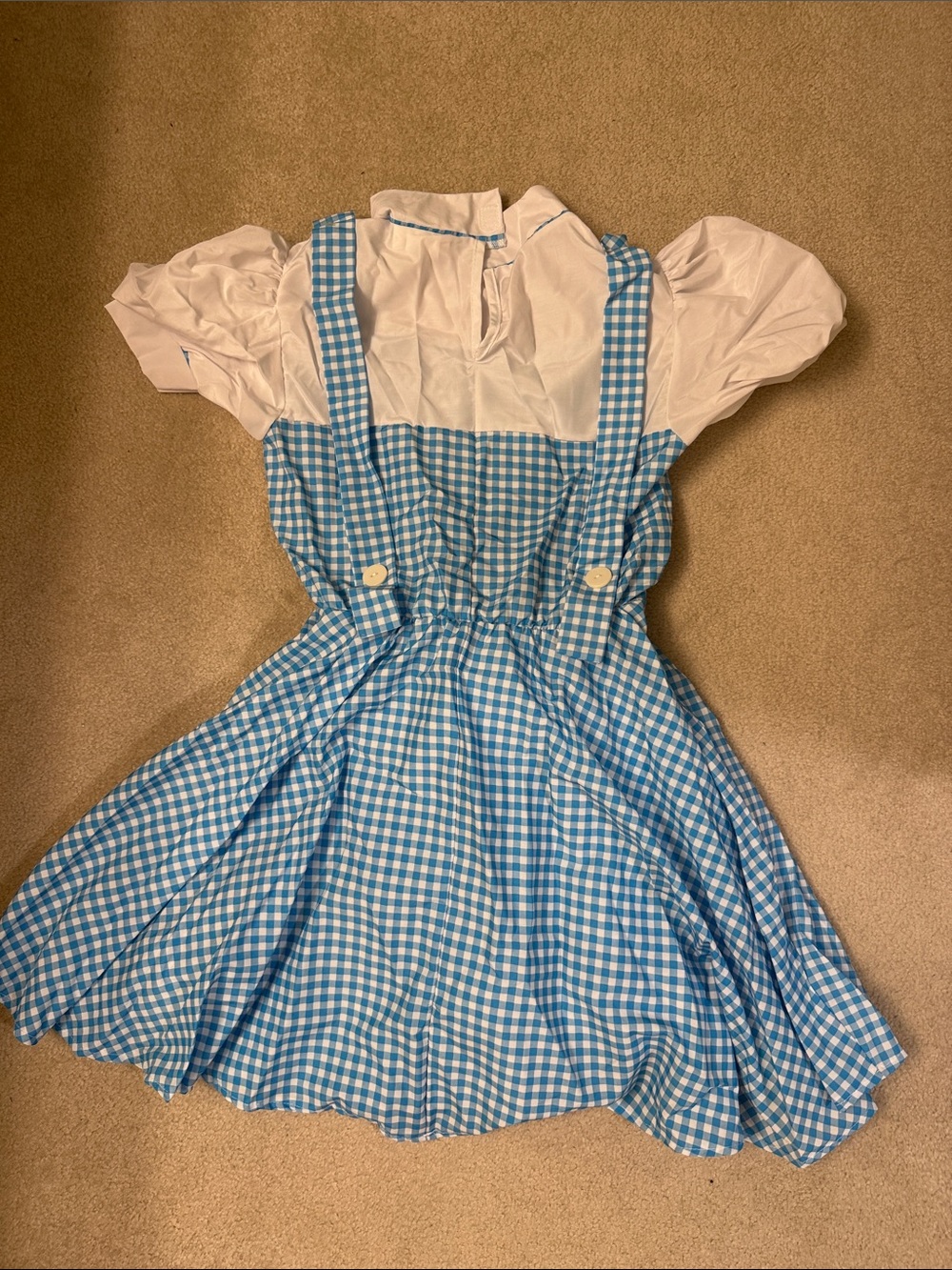 Blue Gingham Mini Dress with White Blouse Detail